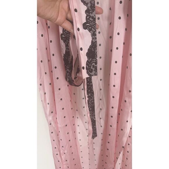 Christine Lingerie Polka-Dot Lace-Trim Silk Robe One size - Picture 4 of 6
